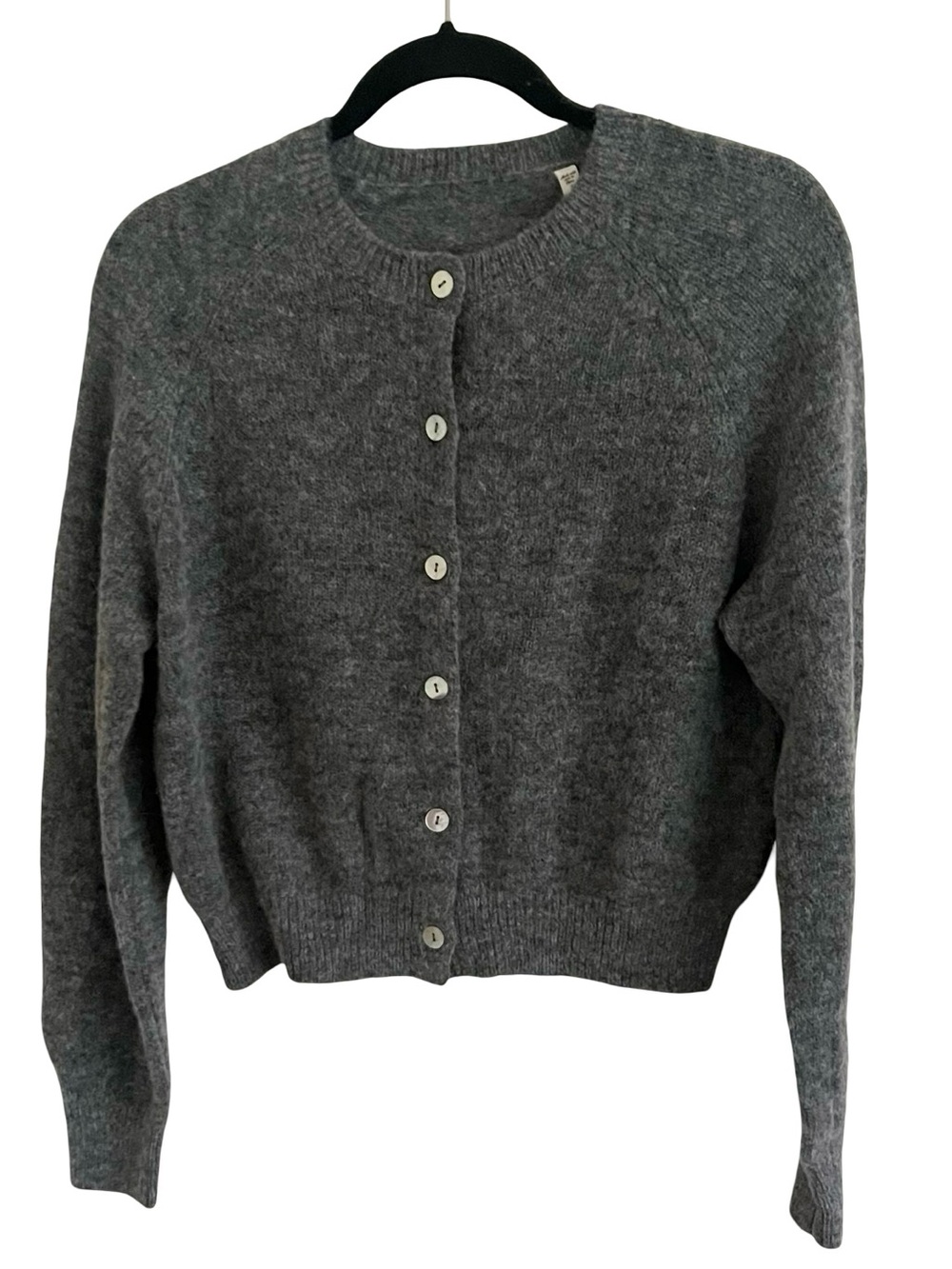 Doen Heather Gray Petra Alpaca Merino Wool Blend Crewneck Button Cardigan Size S